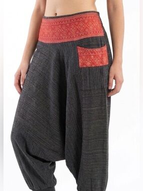 Harempants Charcoal Gray Hill Tribe Harem Pants - Boho Yoga Festival